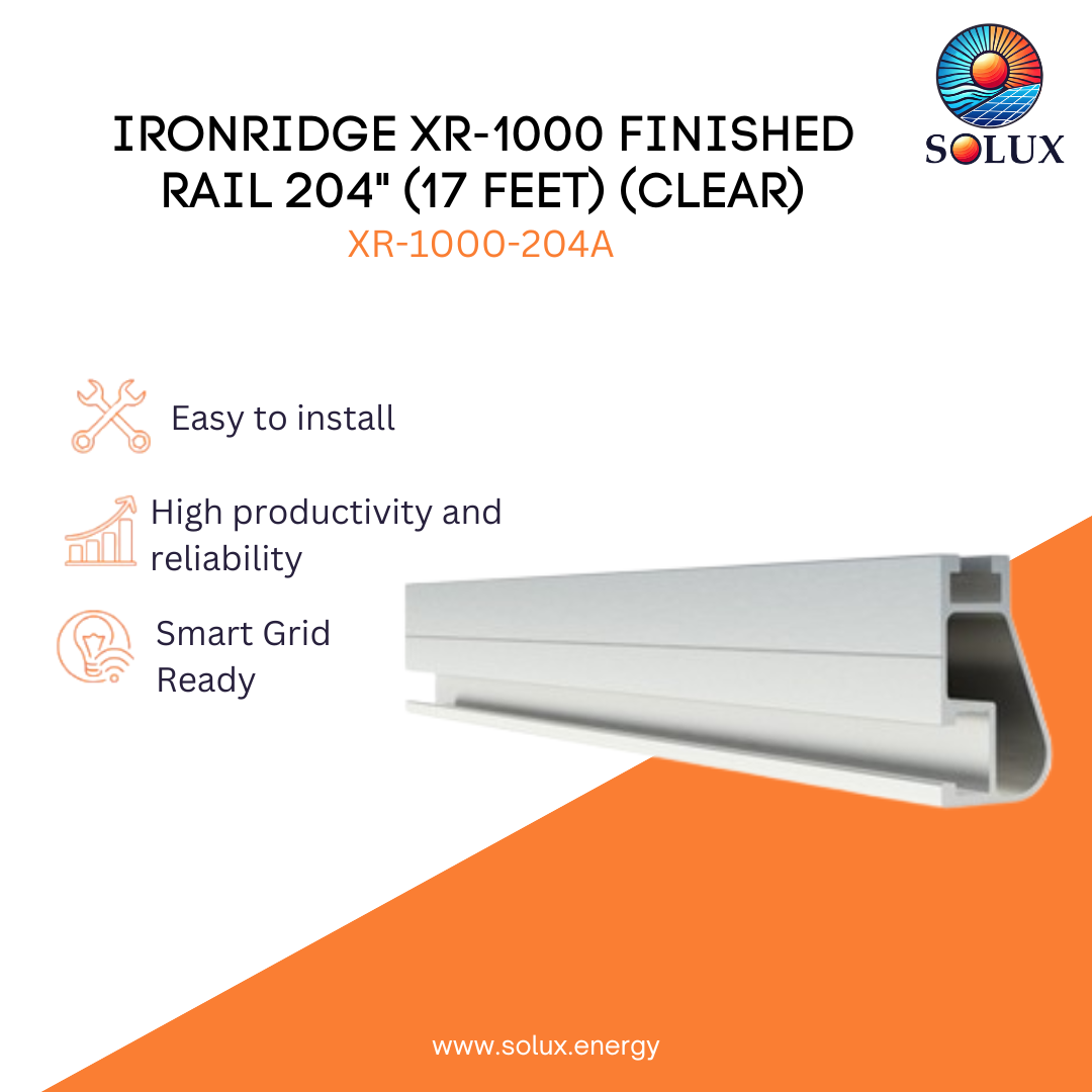 Solux Ironridge XR-1000 finished rail 204" on a white background with orange accents.